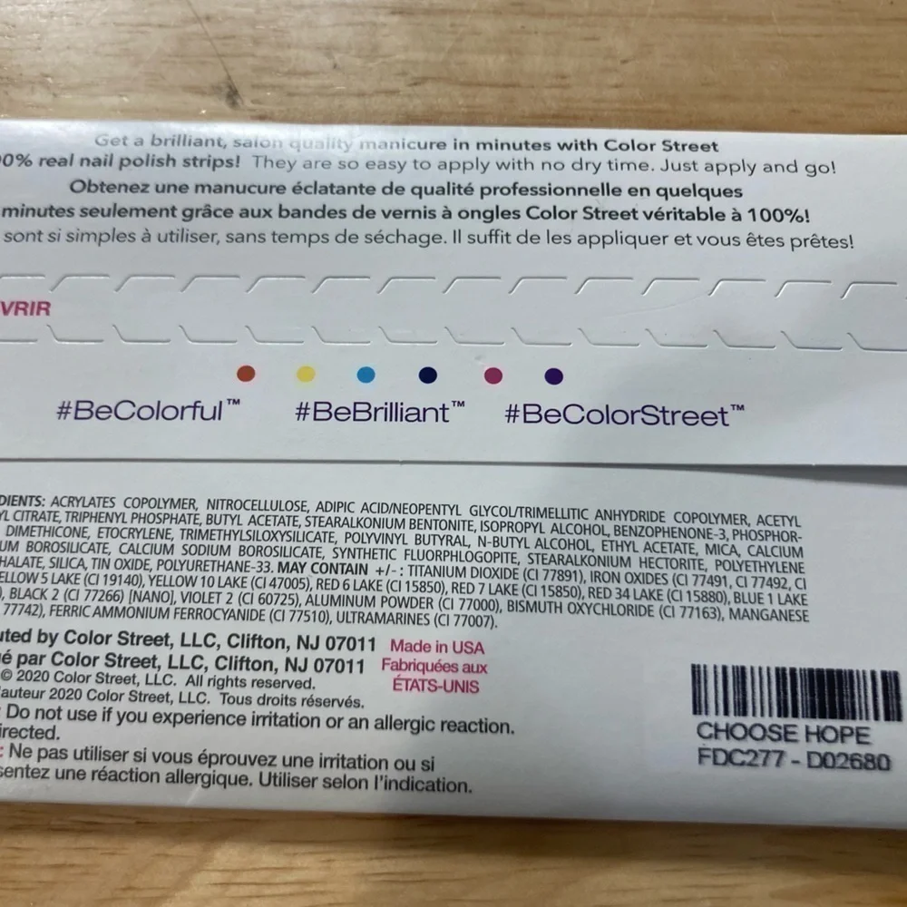 NWT Color Street choose hope breast cancer nail strips. Brand new in pack